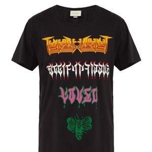 GUCCI Runway Black Metal cotton jersey T-shirt